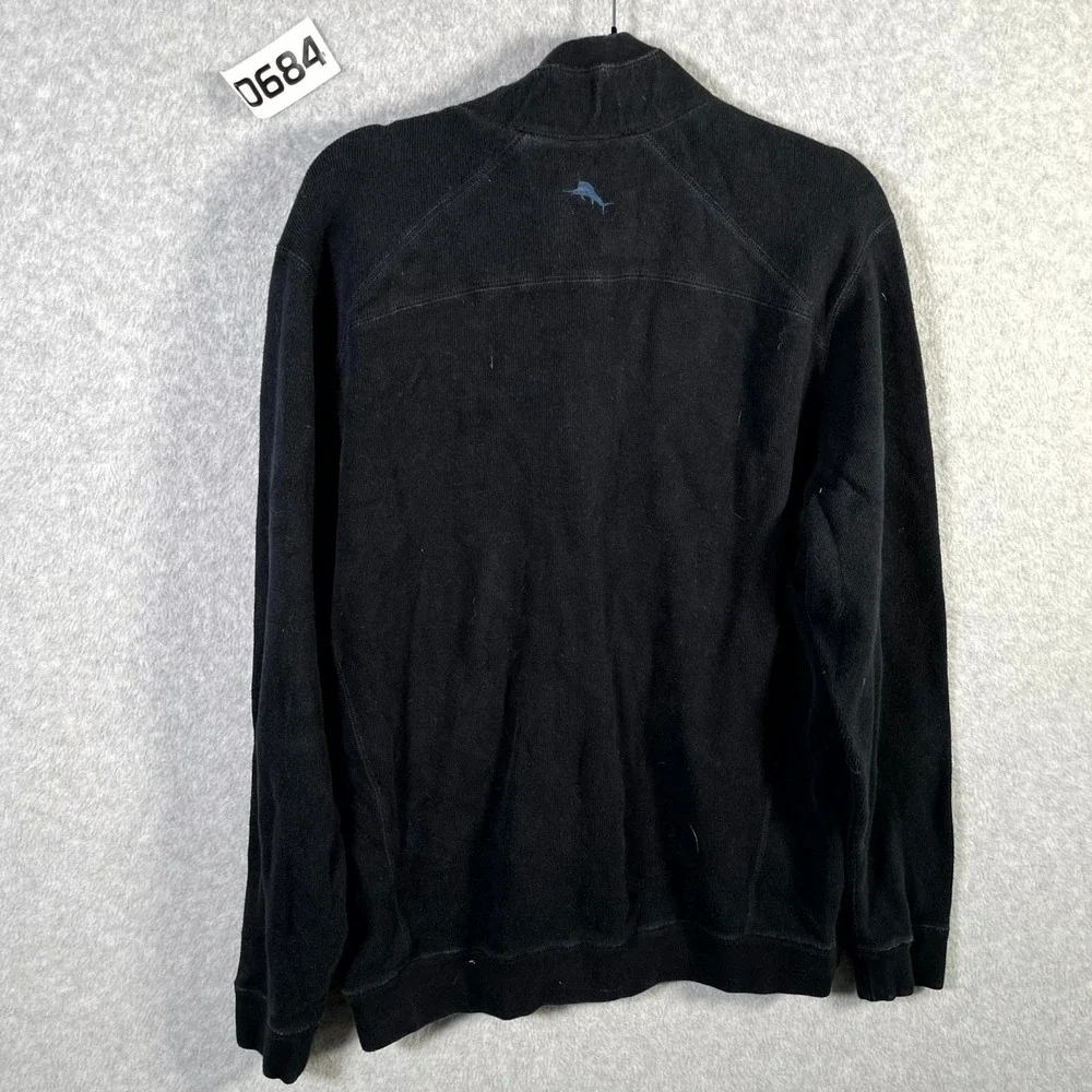 Tommy Bahama Reversible‎ Cardigan Sweater Mens Black Blue Mock Neck Full Zip